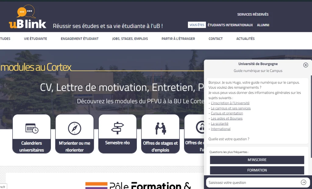 chatbot d'accueil et d'information étudiants